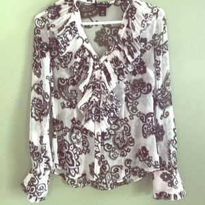 White House Black Market ruffle paisley blouse
